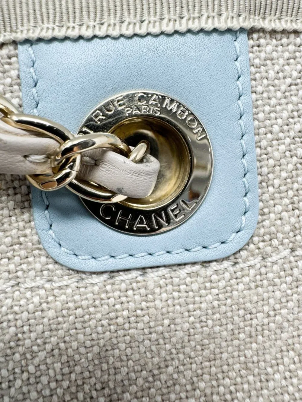 Chanel Beige/Blue Canvas Deauville Shopping Tote